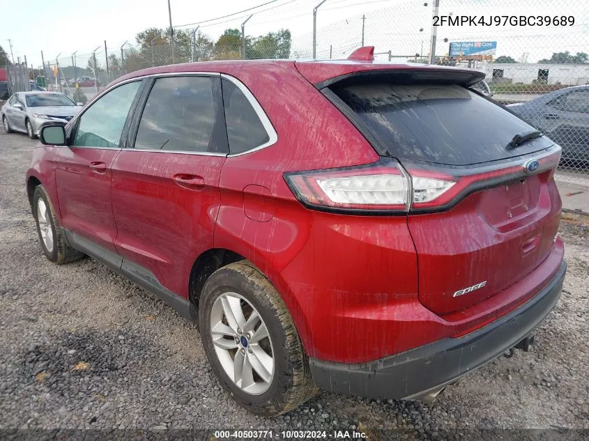 2016 Ford Edge Sel VIN: 2FMPK4J97GBC39689 Lot: 40503771