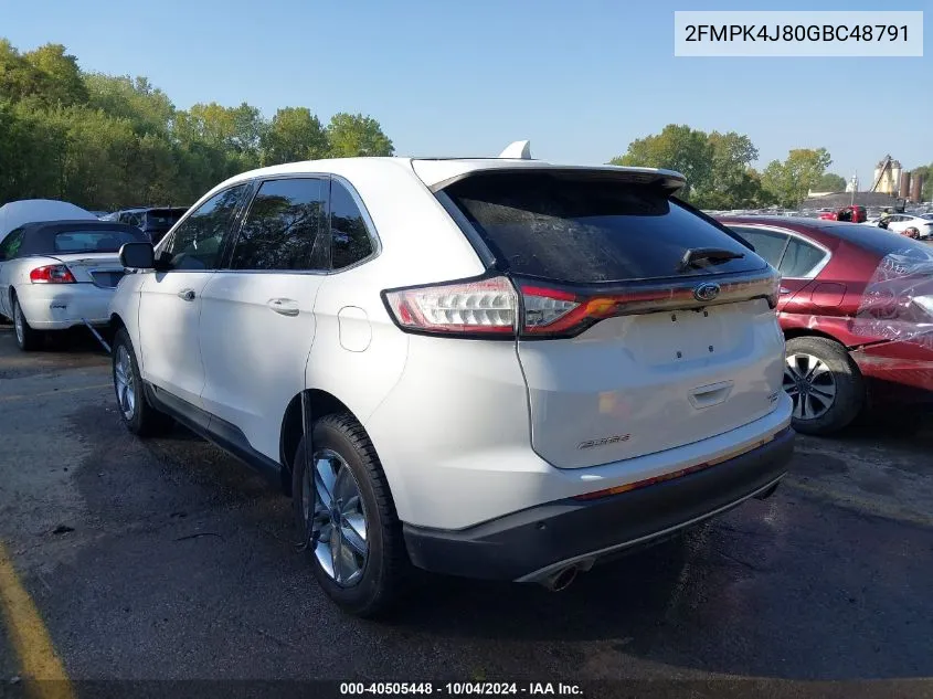 2016 Ford Edge Sel VIN: 2FMPK4J80GBC48791 Lot: 40505448