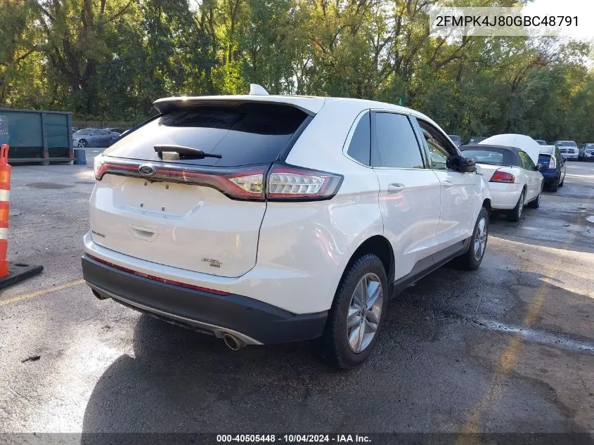 2016 Ford Edge Sel VIN: 2FMPK4J80GBC48791 Lot: 40505448