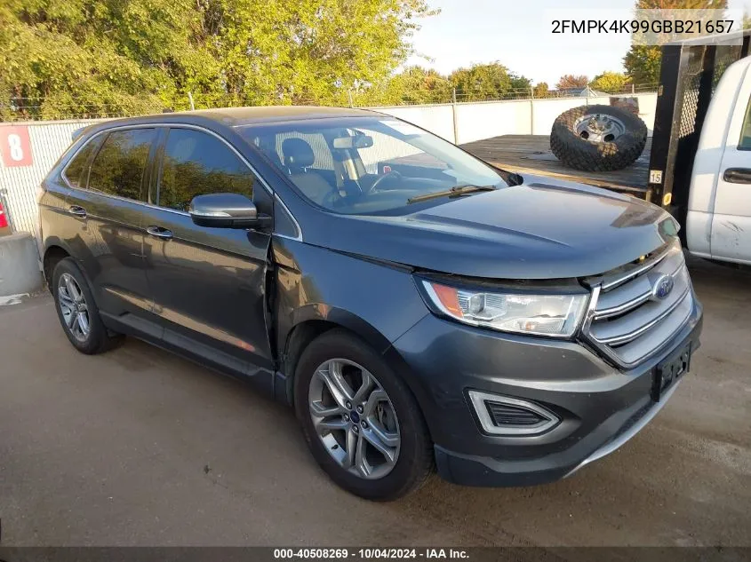 2016 Ford Edge Titanium VIN: 2FMPK4K99GBB21657 Lot: 40508269