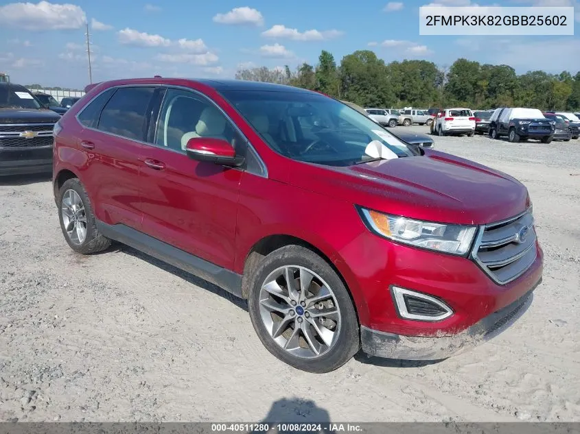 2016 Ford Edge Titanium VIN: 2FMPK3K82GBB25602 Lot: 40511280