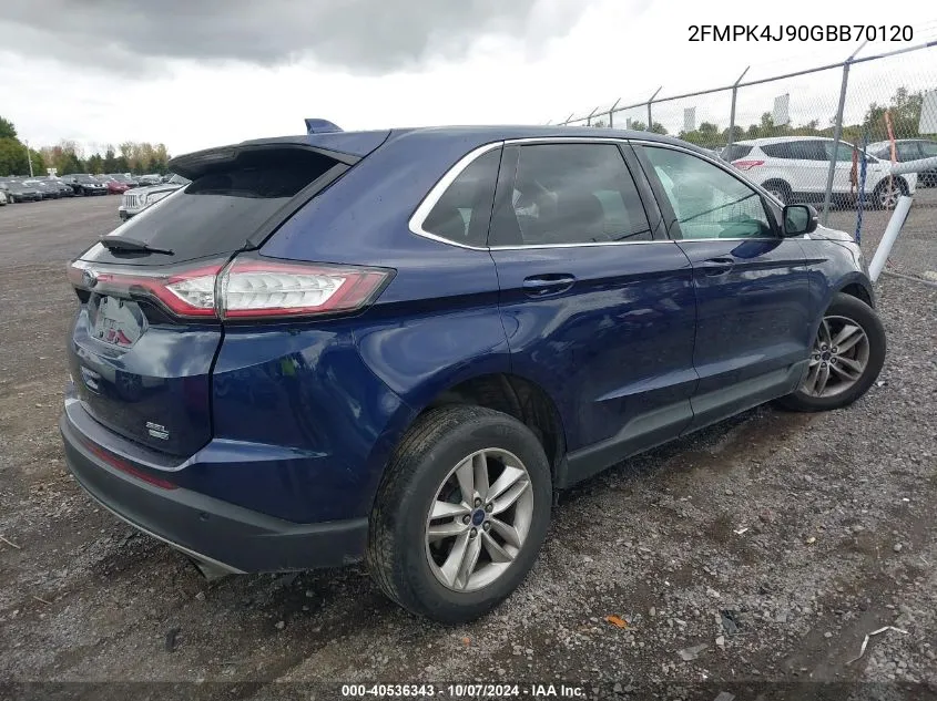 2016 Ford Edge Sel VIN: 2FMPK4J90GBB70120 Lot: 40536343