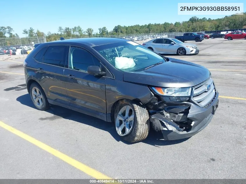 2016 Ford Edge Se VIN: 2FMPK3G93GBB58951 Lot: 40549414