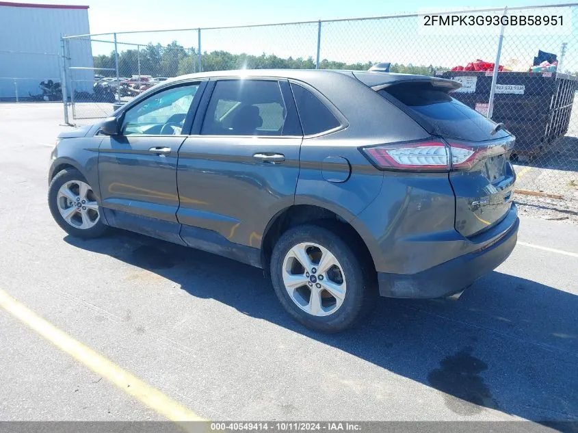 2016 Ford Edge Se VIN: 2FMPK3G93GBB58951 Lot: 40549414