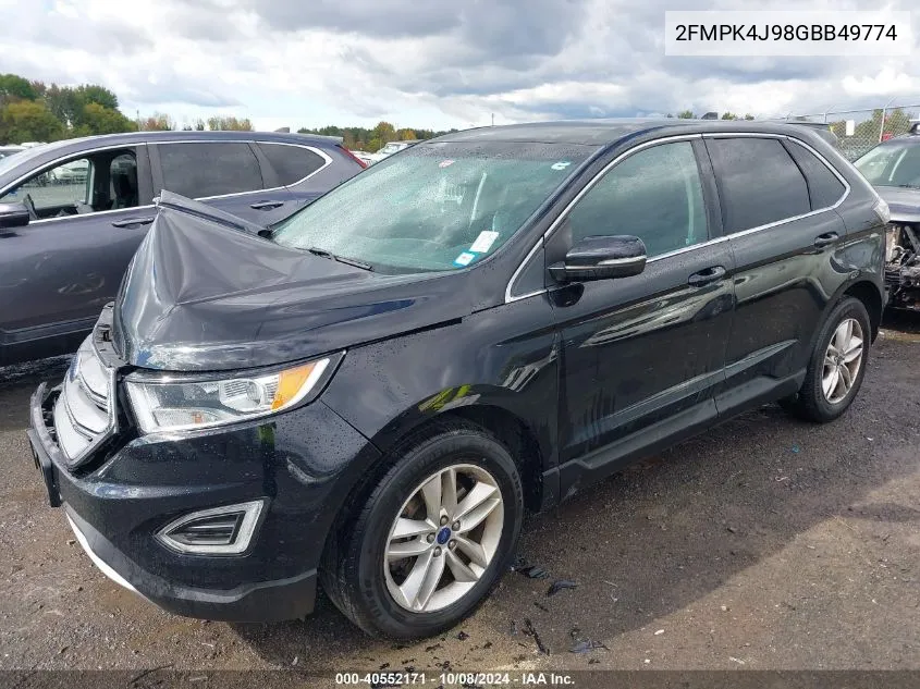 2016 Ford Edge Sel VIN: 2FMPK4J98GBB49774 Lot: 40552171