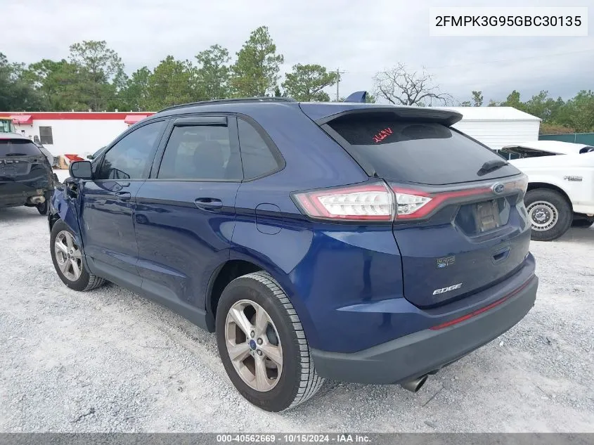 2016 Ford Edge Se VIN: 2FMPK3G95GBC30135 Lot: 40562669