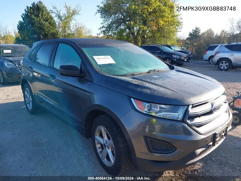 2016 Ford Edge Se VIN: 2FMPK3G9XGBB83748 Lot: 40564134