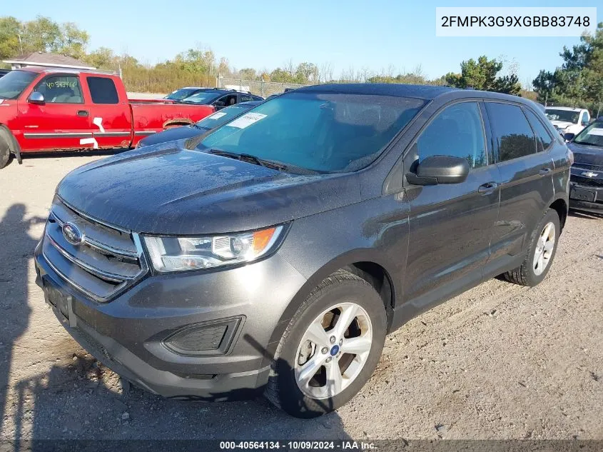 2016 Ford Edge Se VIN: 2FMPK3G9XGBB83748 Lot: 40564134