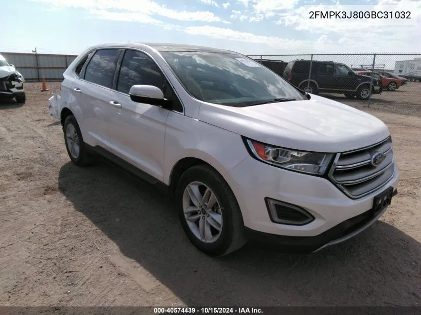 2016 Ford Edge Sel VIN: 2FMPK3J80GBC31032 Lot: 40574439