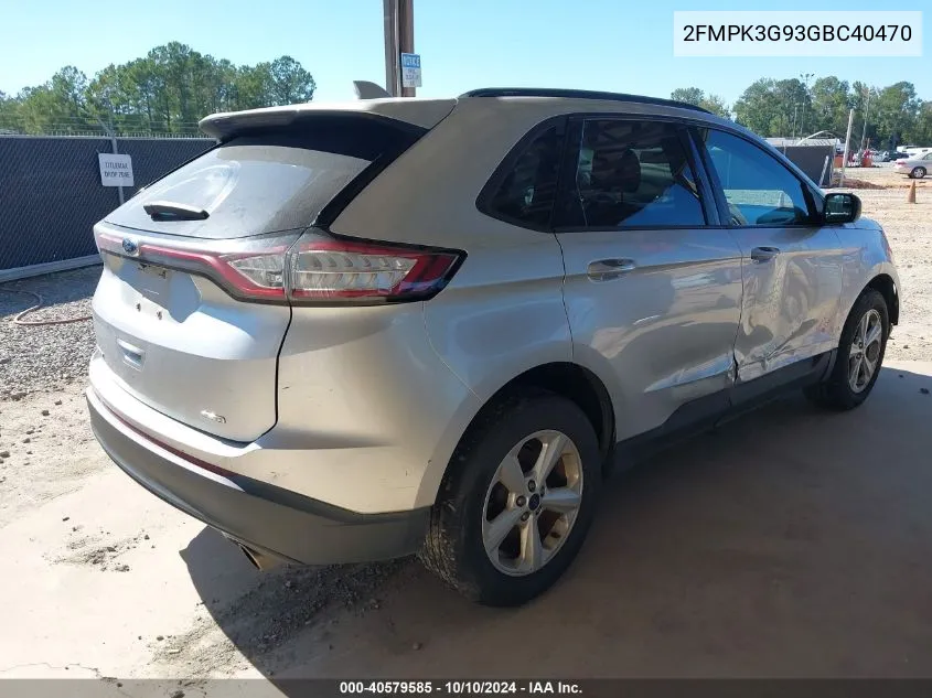 2016 Ford Edge Se VIN: 2FMPK3G93GBC40470 Lot: 40579585