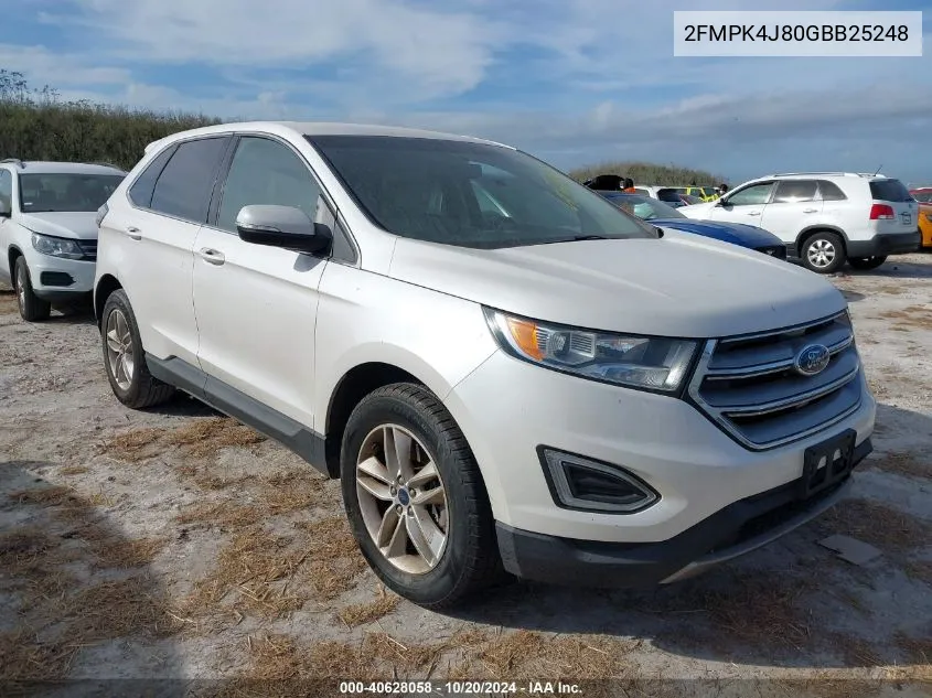 2016 Ford Edge Sel VIN: 2FMPK4J80GBB25248 Lot: 40628058