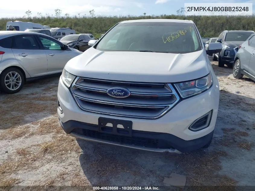 2016 Ford Edge Sel VIN: 2FMPK4J80GBB25248 Lot: 40628058