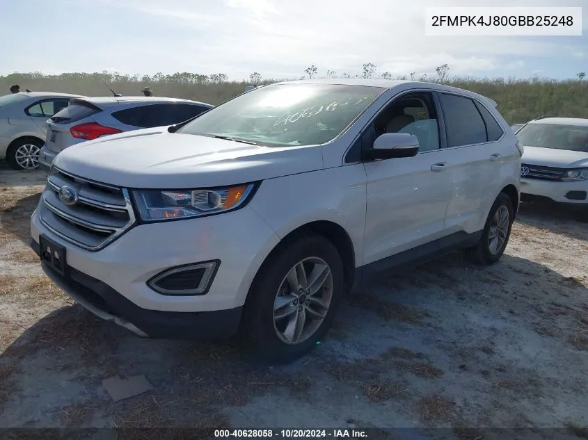 2016 Ford Edge Sel VIN: 2FMPK4J80GBB25248 Lot: 40628058