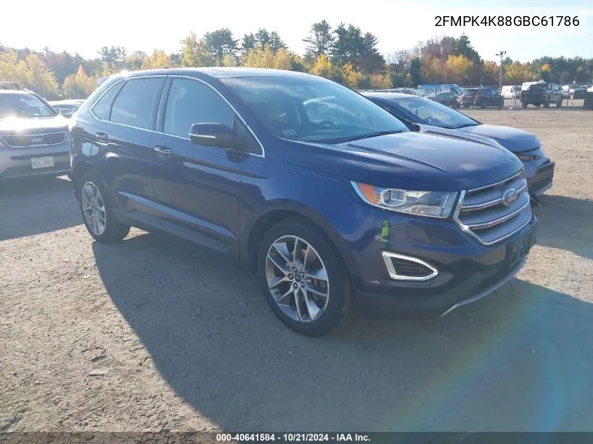 2016 Ford Edge Titanium VIN: 2FMPK4K88GBC61786 Lot: 40641584