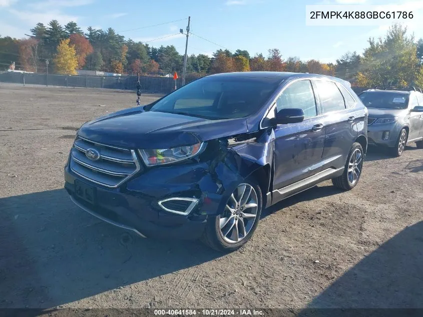 2016 Ford Edge Titanium VIN: 2FMPK4K88GBC61786 Lot: 40641584