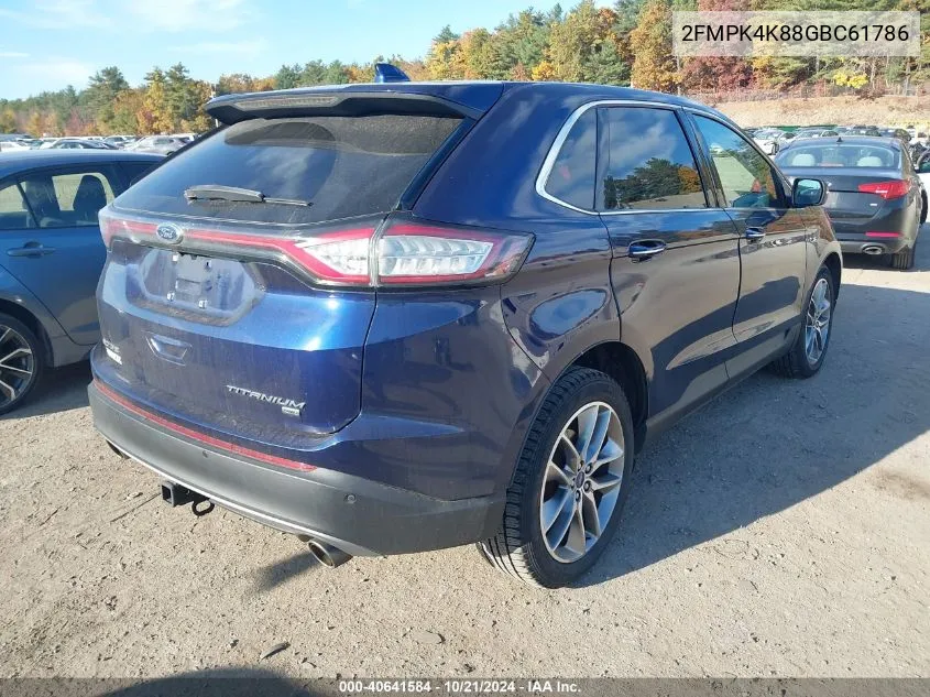 2016 Ford Edge Titanium VIN: 2FMPK4K88GBC61786 Lot: 40641584