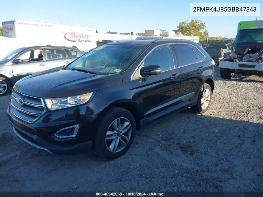 2016 Ford Edge Sel VIN: 2FMPK4J85GBB47343 Lot: 40642668