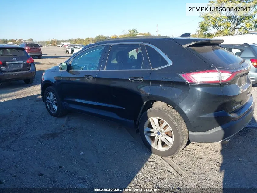 2016 Ford Edge Sel VIN: 2FMPK4J85GBB47343 Lot: 40642668