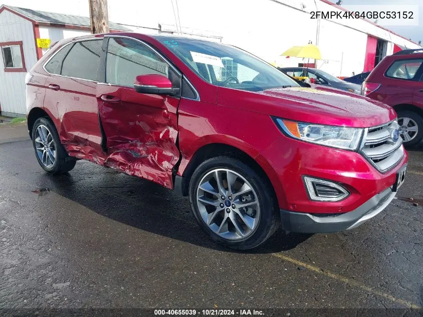 2016 Ford Edge Titanium VIN: 2FMPK4K84GBC53152 Lot: 40655039