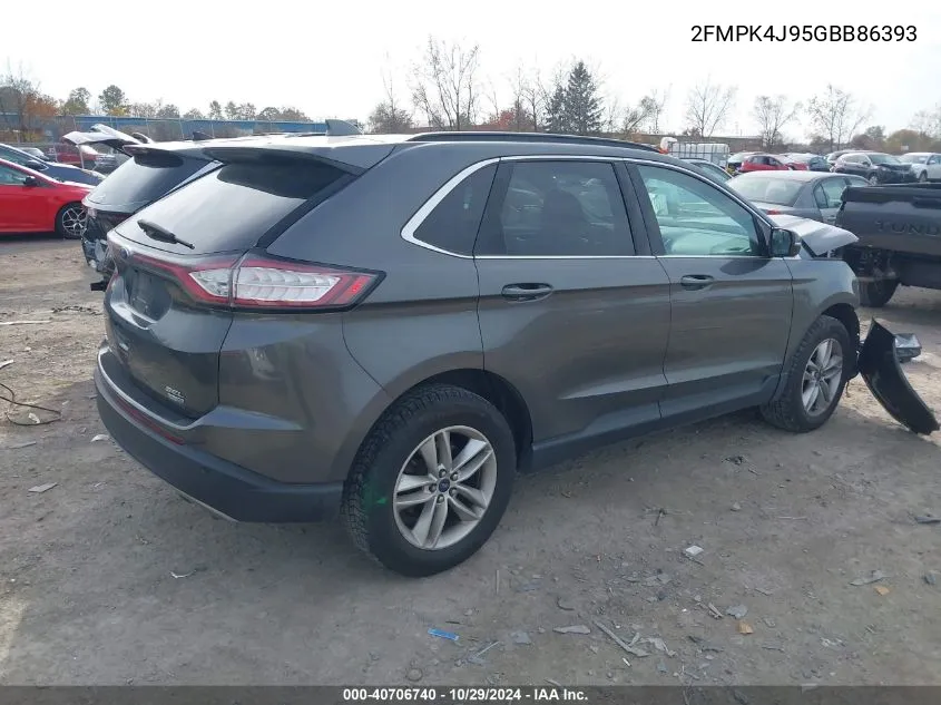 2016 Ford Edge Sel VIN: 2FMPK4J95GBB86393 Lot: 40706740