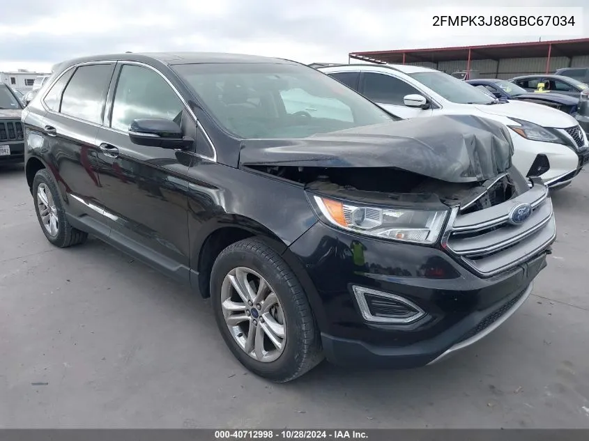 2016 Ford Edge Sel VIN: 2FMPK3J88GBC67034 Lot: 40712998