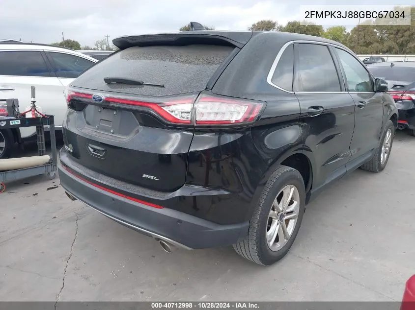 2016 Ford Edge Sel VIN: 2FMPK3J88GBC67034 Lot: 40712998