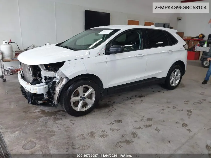 2016 Ford Edge Se VIN: 2FMPK4G95GBC58104 Lot: 40732087