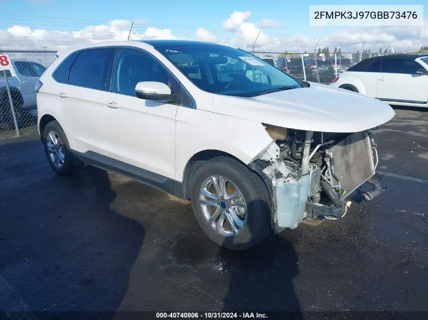 2016 Ford Edge Sel VIN: 2FMPK3J97GBB73476 Lot: 40740806