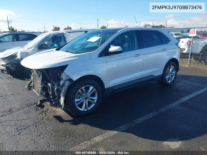 2016 Ford Edge Sel VIN: 2FMPK3J97GBB73476 Lot: 40740806