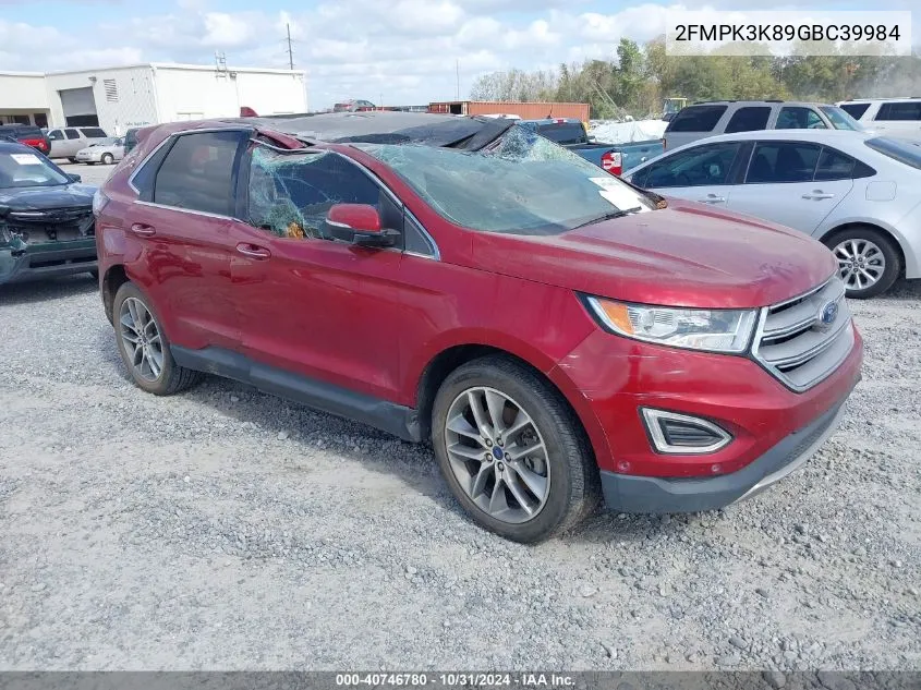 2016 Ford Edge Titanium VIN: 2FMPK3K89GBC39984 Lot: 40746780