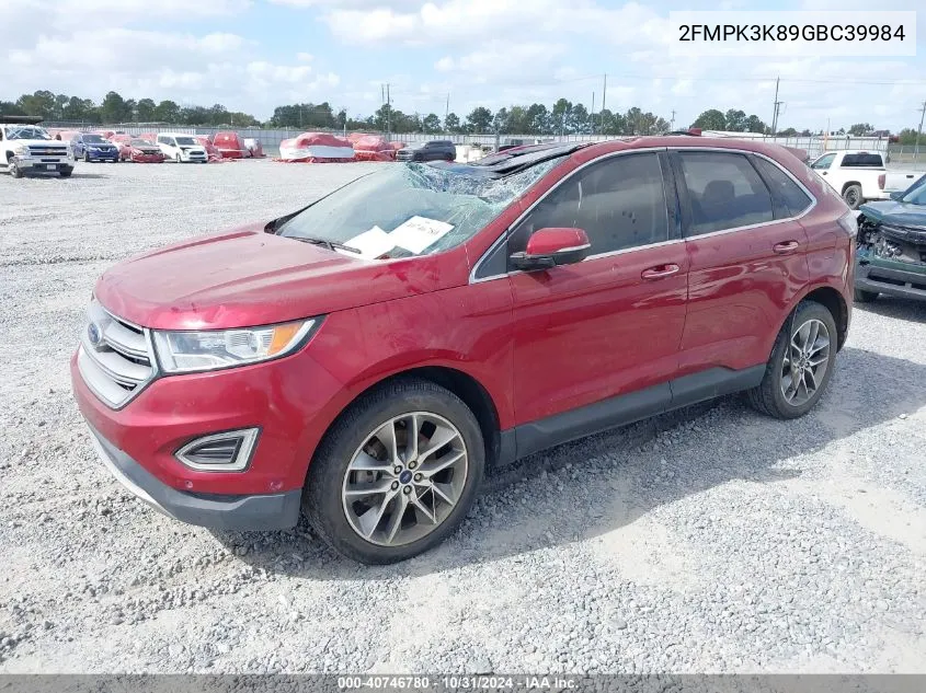 2016 Ford Edge Titanium VIN: 2FMPK3K89GBC39984 Lot: 40746780