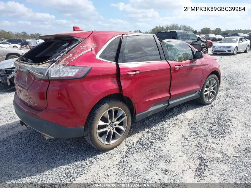 2016 Ford Edge Titanium VIN: 2FMPK3K89GBC39984 Lot: 40746780