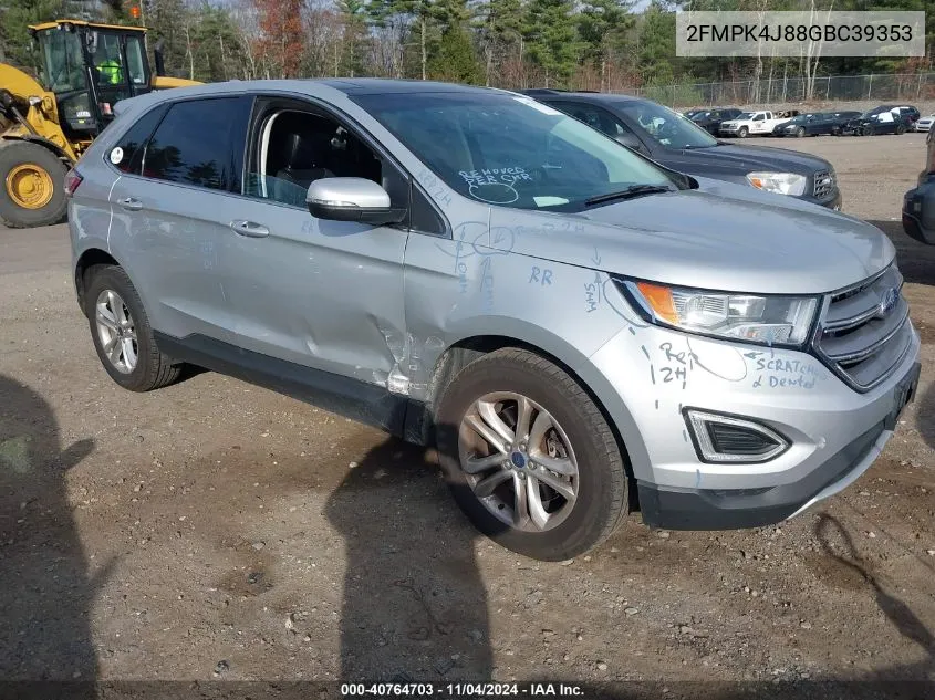 2016 Ford Edge Sel VIN: 2FMPK4J88GBC39353 Lot: 40764703