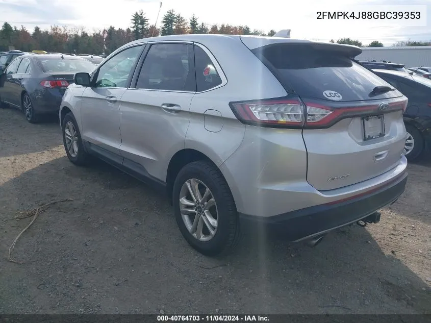 2016 Ford Edge Sel VIN: 2FMPK4J88GBC39353 Lot: 40764703