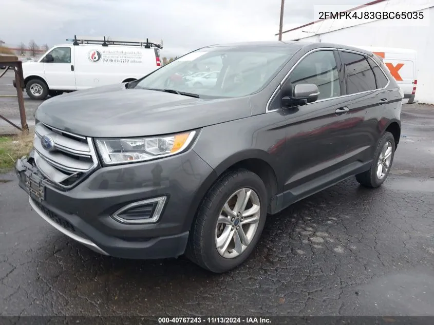 2016 Ford Edge Sel VIN: 2FMPK4J83GBC65035 Lot: 40767243