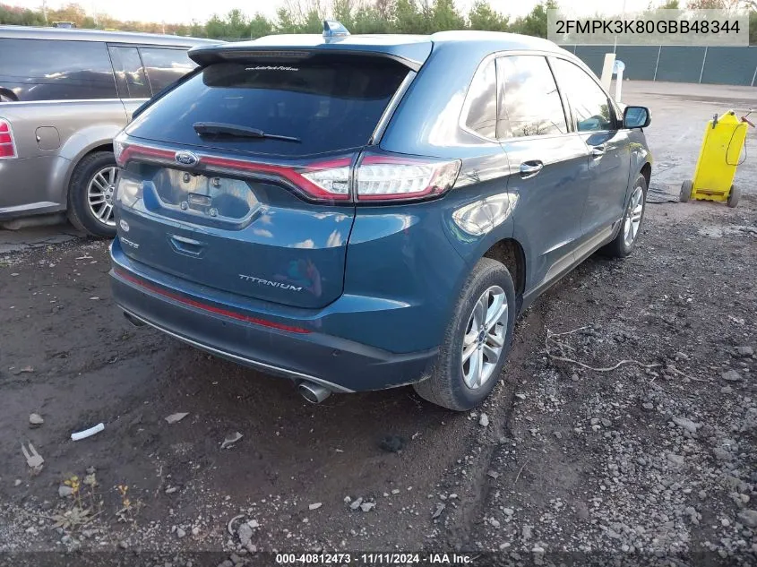 2016 Ford Edge Titanium VIN: 2FMPK3K80GBB48344 Lot: 40812473