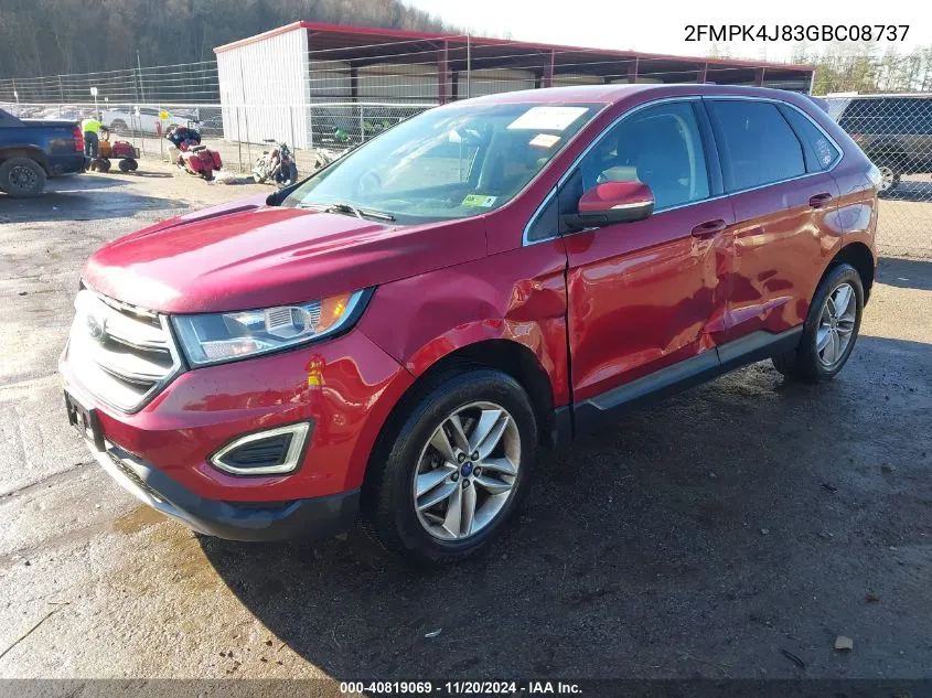 2016 Ford Edge Sel VIN: 2FMPK4J83GBC08737 Lot: 40819069