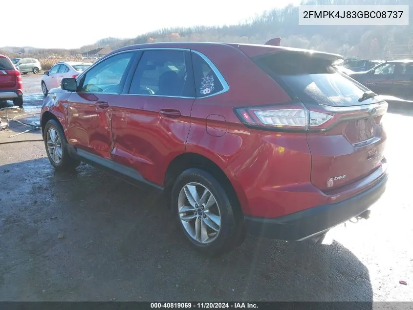 2016 Ford Edge Sel VIN: 2FMPK4J83GBC08737 Lot: 40819069