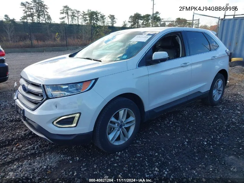 2016 Ford Edge Sel VIN: 2FMPK4J94GBB69956 Lot: 40821284