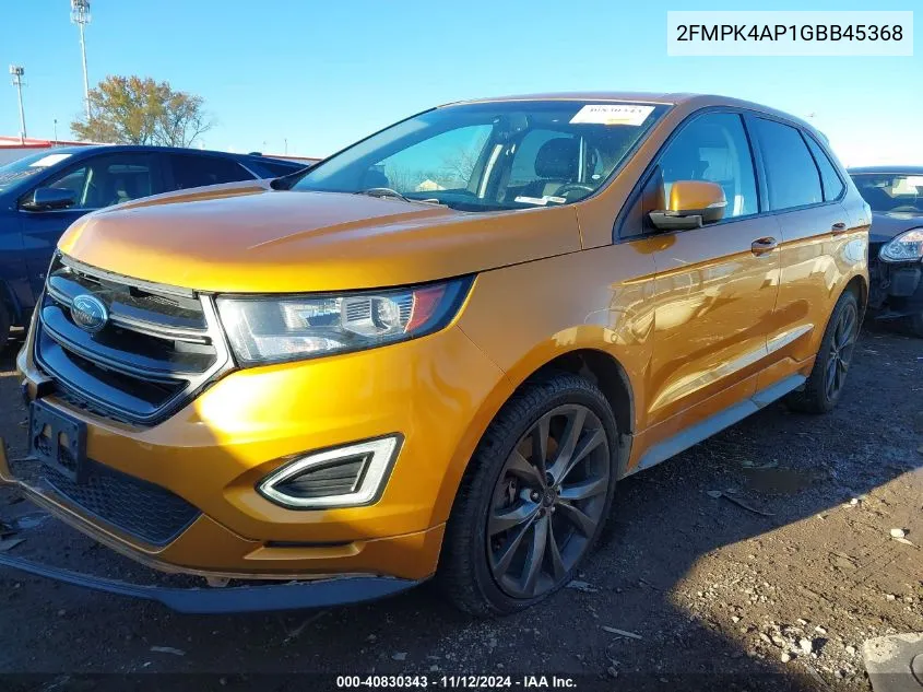 2016 Ford Edge Sport VIN: 2FMPK4AP1GBB45368 Lot: 40830343