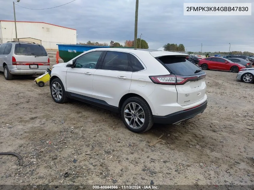 2016 Ford Edge Titanium VIN: 2FMPK3K84GBB47830 Lot: 40844566