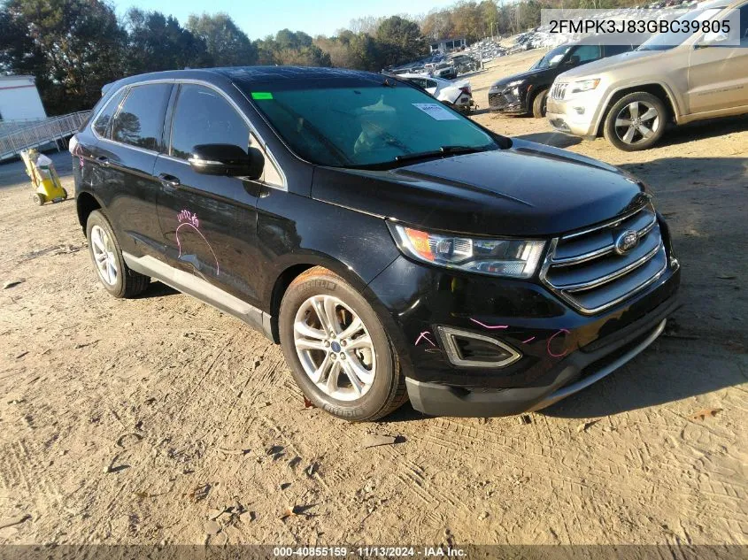 2016 Ford Edge Sel VIN: 2FMPK3J83GBC39805 Lot: 40855159