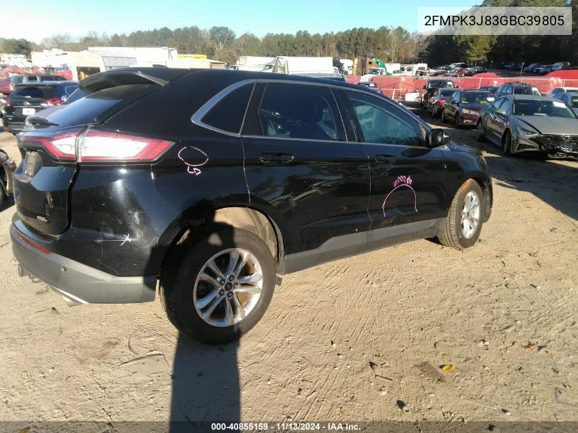 2016 Ford Edge Sel VIN: 2FMPK3J83GBC39805 Lot: 40855159