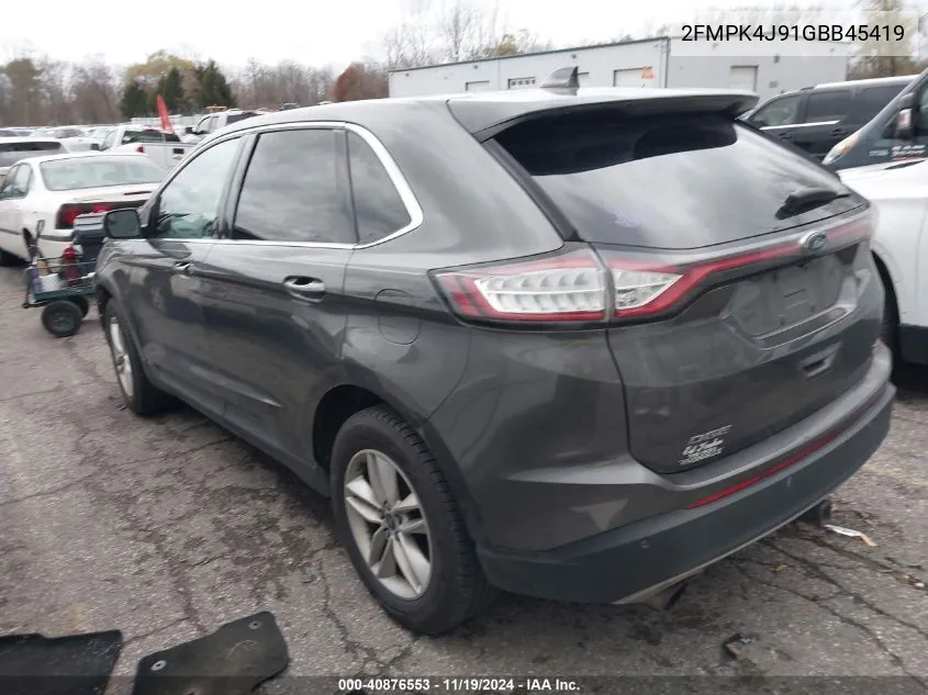 2016 Ford Edge Sel VIN: 2FMPK4J91GBB45419 Lot: 40876553