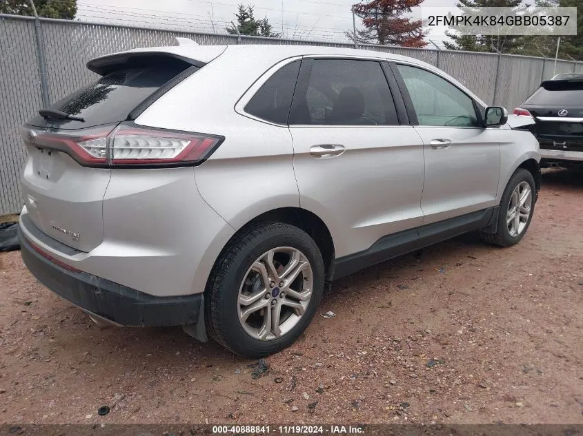 2016 Ford Edge Titanium VIN: 2FMPK4K84GBB05387 Lot: 40888841