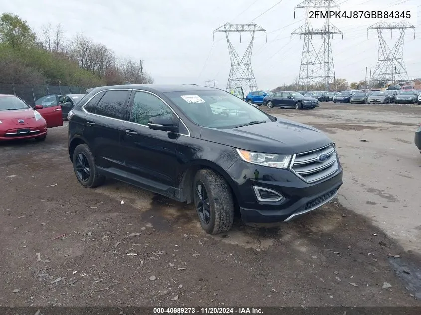 2016 Ford Edge Sel VIN: 2FMPK4J87GBB84345 Lot: 40889273