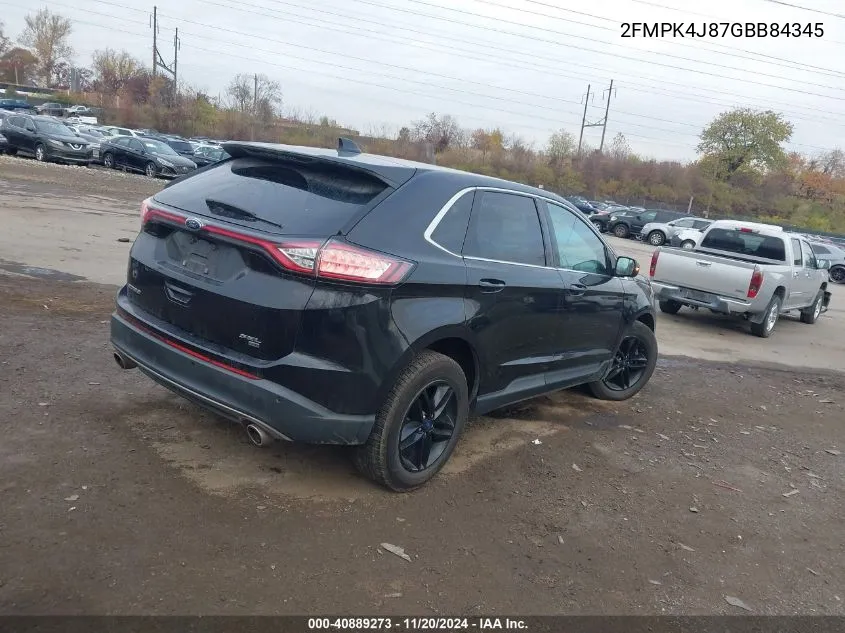 2016 Ford Edge Sel VIN: 2FMPK4J87GBB84345 Lot: 40889273