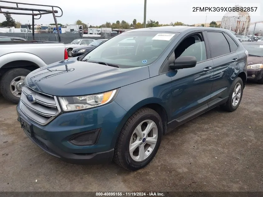 2016 Ford Edge Se VIN: 2FMPK3G9XGBB82857 Lot: 40895155