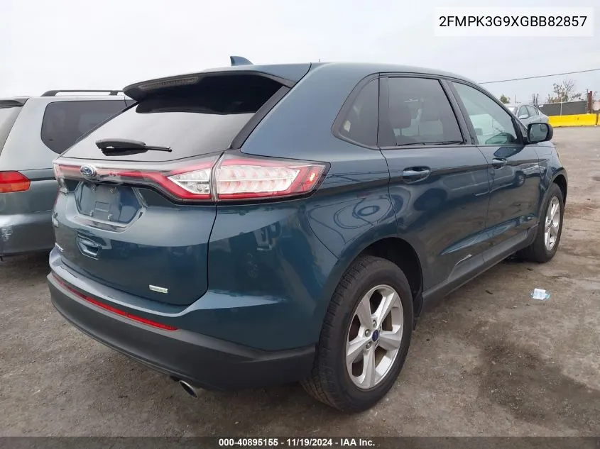 2016 Ford Edge Se VIN: 2FMPK3G9XGBB82857 Lot: 40895155