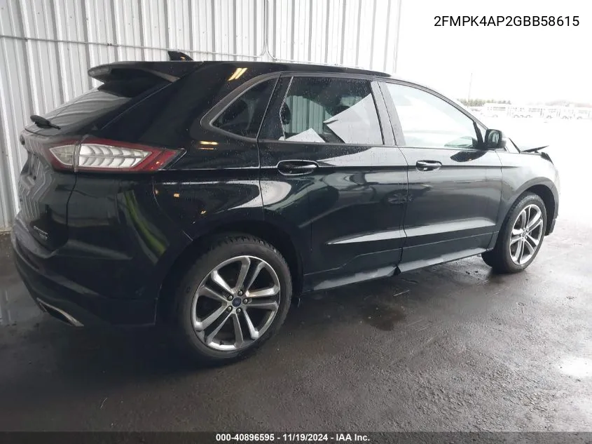 2016 Ford Edge Sport VIN: 2FMPK4AP2GBB58615 Lot: 40896595